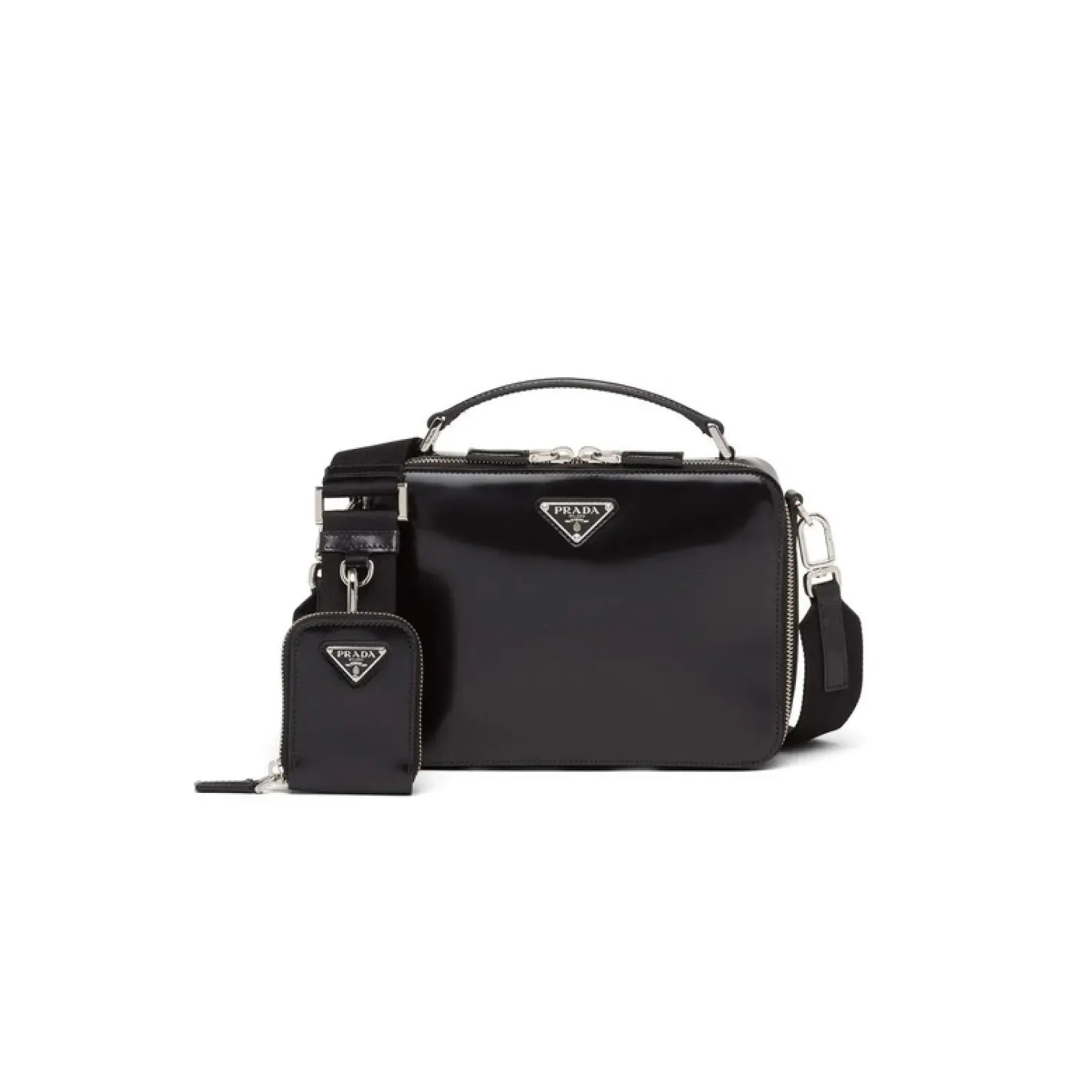 PRADA BRIQUE SAFFIANO LEATHER HANDBAG IN BLACK 2VH069 (22*16*6cm) 